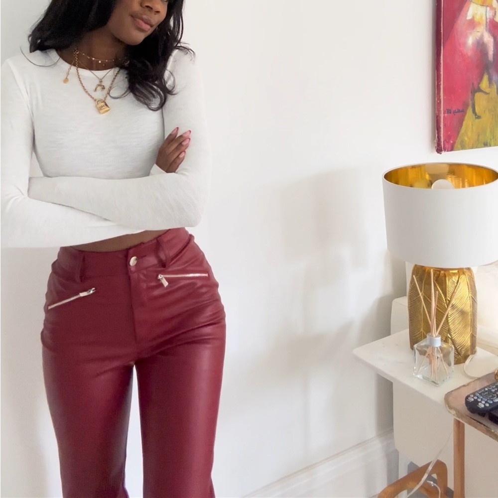 Oh Polly Red Leather Pants